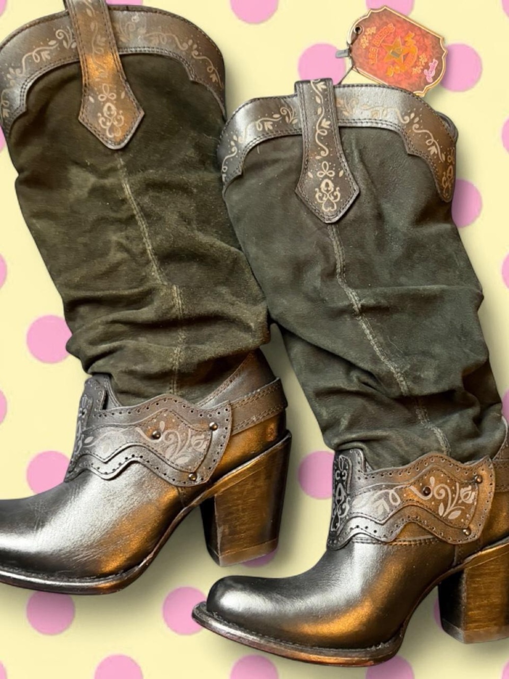 Los Altos black leather / suede cowboy boots